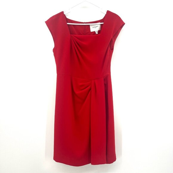 L.K.Bennett Red Ruched Side Short Dress Women's Size 6 - Picture 1 of 6